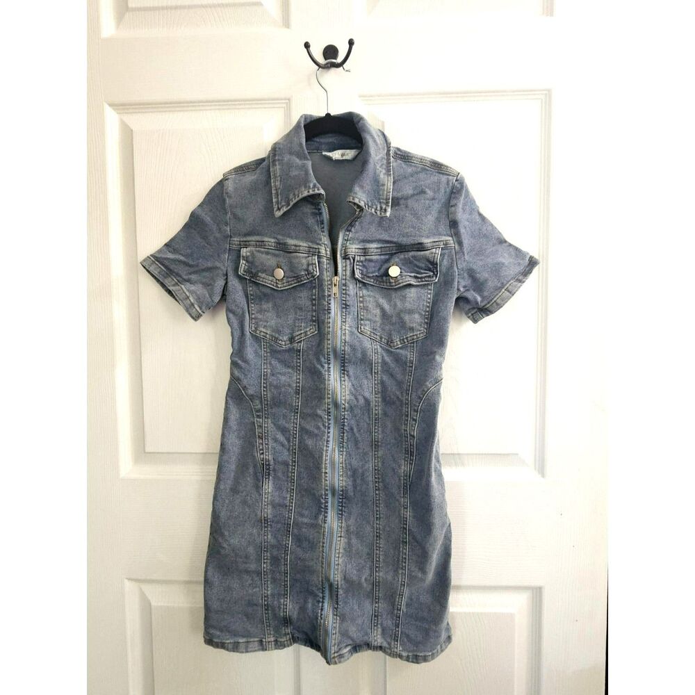 Riley & James Women's S Stretchy Denim Dress Boho Chic